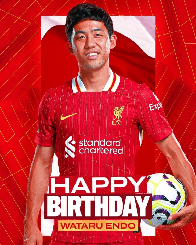  利物浦祝遠藤航32歲生日快樂，球員加盟紅軍至今出戰(zhàn)62場比賽
