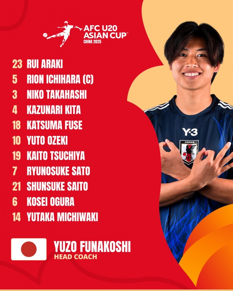  日本U20vs敘利亞U20首發(fā):高橋仁胡、佐藤龍之介出戰(zhàn) 高岡伶颯替補