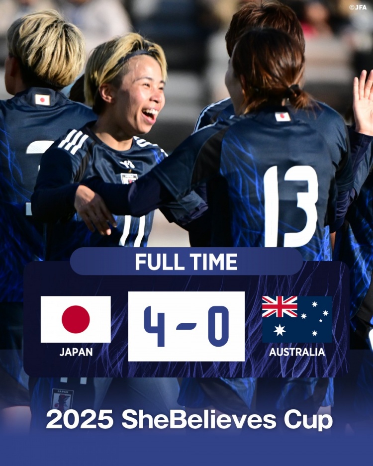  熱身賽日本女足4-0澳大利亞女足，田中美南2射1傳&長谷川唯任隊長