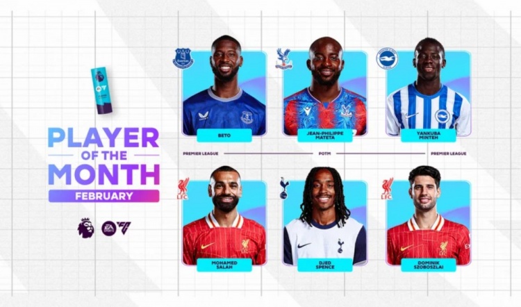  英超2月最佳候選：貝托、馬特塔、明特、薩拉赫、斯賓塞、索博
