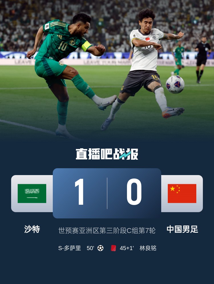  1-0小勝國(guó)足終結(jié)沙特在18強(qiáng)賽191天的進(jìn)球荒，上次進(jìn)球也是戰(zhàn)國(guó)足