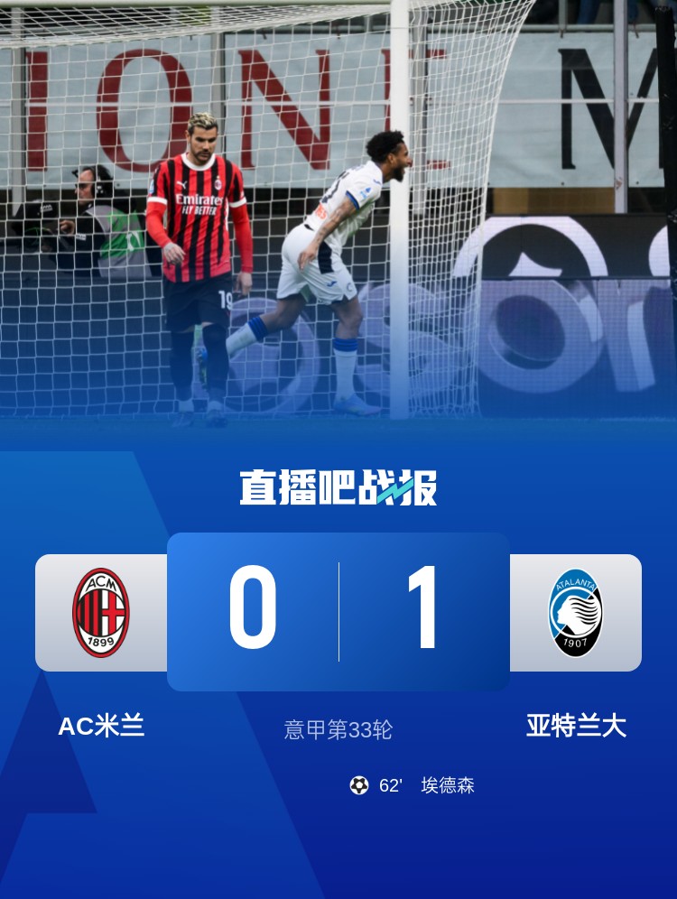  米蘭雙雄本輪均0-1輸球，周中意杯半決賽次回合再對決